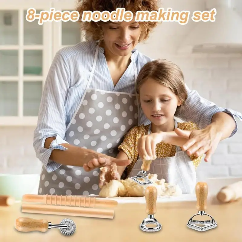 Wood Pasta Making Kit Wooden Dumpling Making Kit Multipurpose Restaurant Supplies Spaghetti Maker Set For Desserts Wonton Cakes