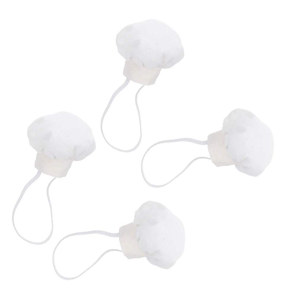 4 قطعة القبعات النسيج الأبيض ل 10-15 سنتيمتر دور اللعب زي الخبز الحرفية اكسسوارات الديكور قبعة الطاهي الأبيض #6