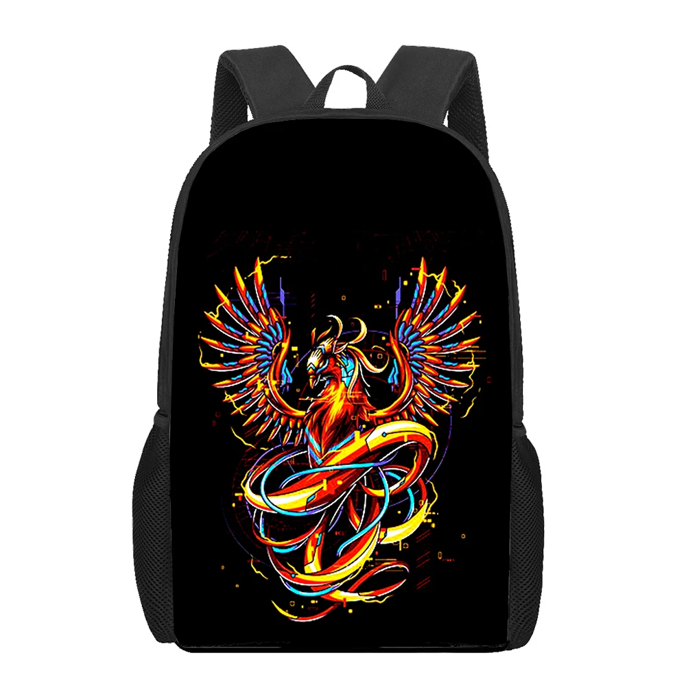 Phoenix Myths Sunbird Art Print Backpack Boys Girls Teenager Kids Book Bag Woman Men Daily Casual Shoulder Bags Travel Rucksack