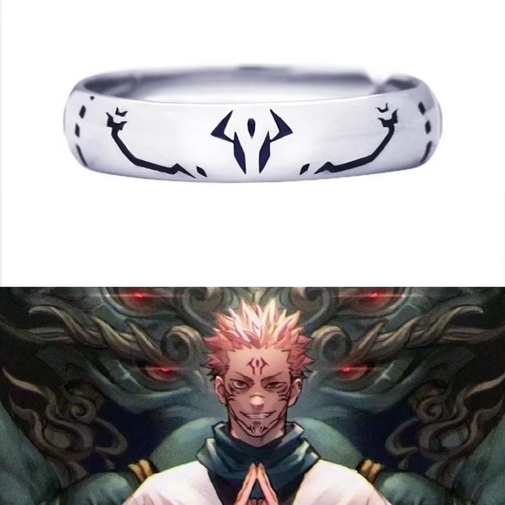 

Anime Jujutsu Kaisen Ryomen Sukuna Itadori Yuji Ring Cosplay Metal Opening Adjustable Unisex Rings Jewelry Prop Accessories Gift