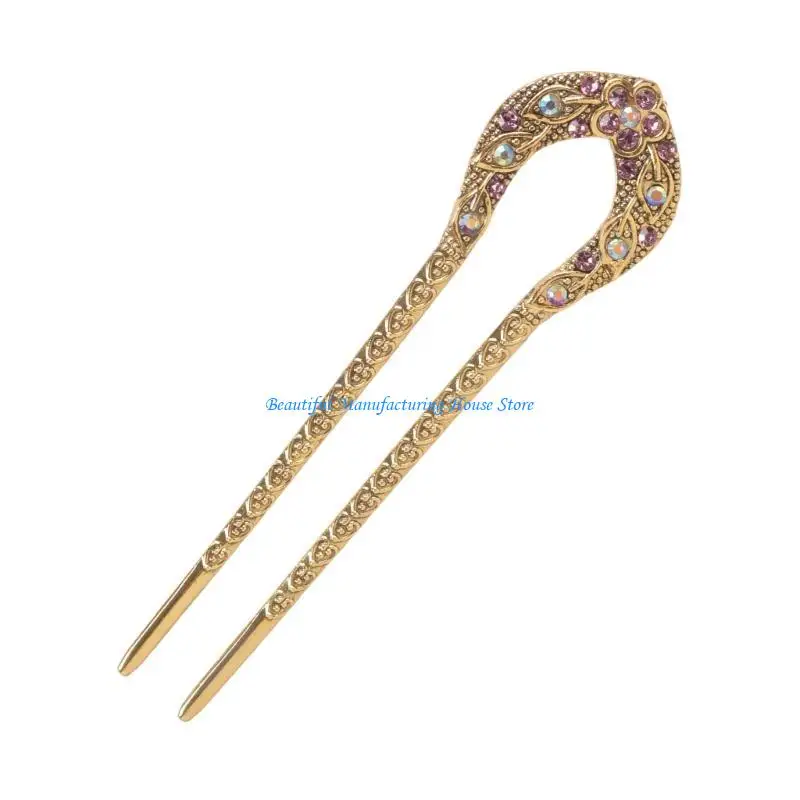 E56A Chinese Hair Traditional Chinese Alloy Elegant Crystal Filigree