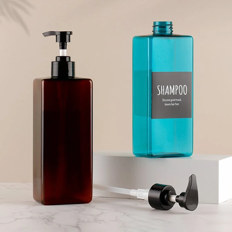 3 قطعة 500 مللي موزع الصابون المربع زجاجة إعادة الملء مع تسميات مقاومة للماء للشامبو وغسول صابون اليد والبلسم #5