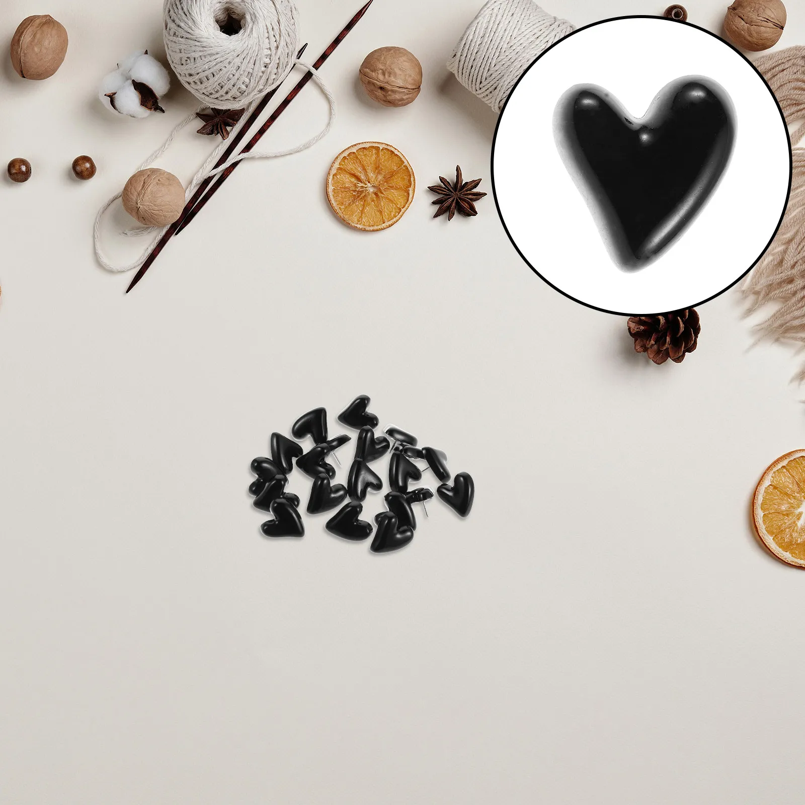 

30Pcs Black Decorative Heart Thumbtacks Irregular Design Small Push Pins for Poster Board Tackboard Wall Art Home Office