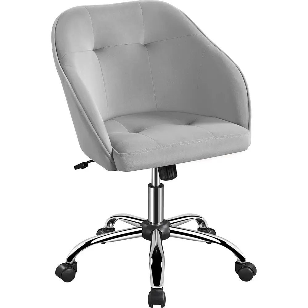 Swivel Upholstered Desk Chair with Adjustable Height, Light Gray Accent Armchair for Computer or Bedroom