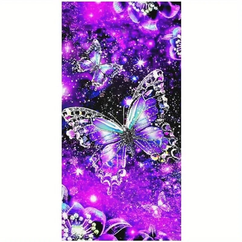 Beach Towel Galaxy and Butterfly Pattern Sun Protection Windproof Suitable for Swimming Pool Camping Travel Blanket