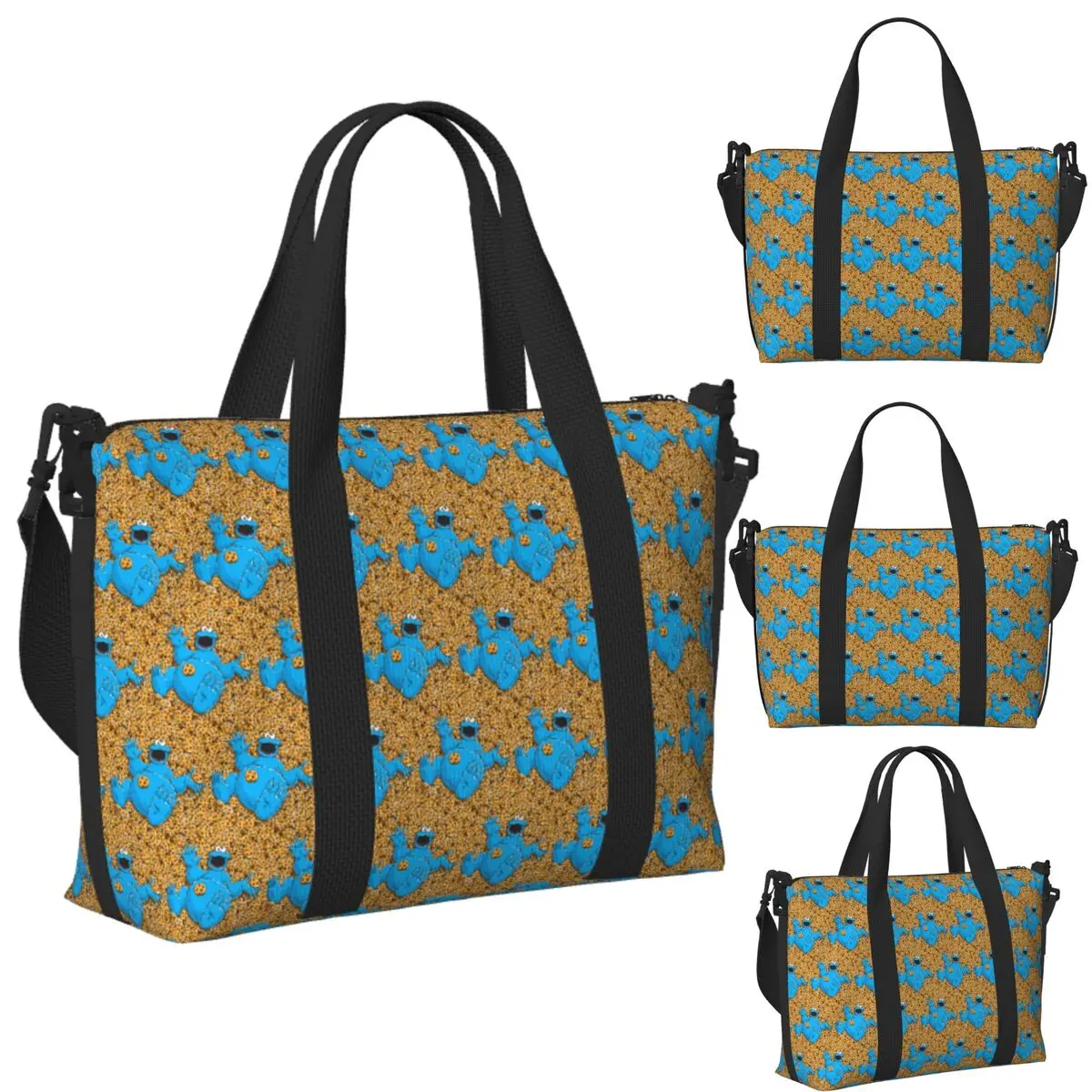 

Custom C-Cookie Monster Beach Travel Bag Large Capacity Tote Bags for Gym Yoga Women Shopping Duffle Shoulder Bag
