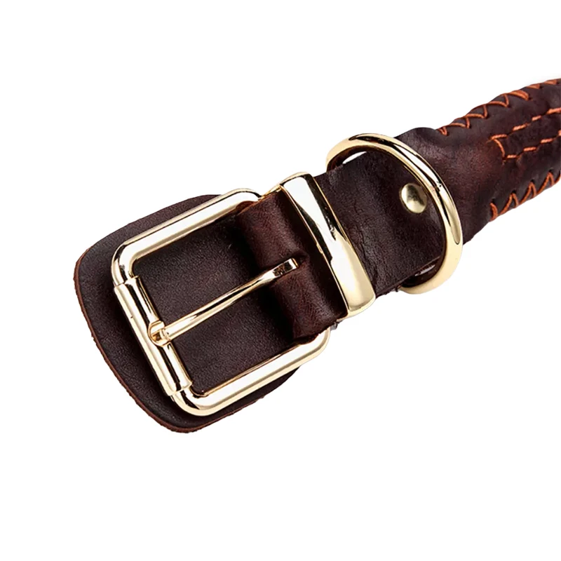 Dog Collar Leather eight-strand Braided Leather Collar for a dog Real Leather Collar big Braided large Dog Leather Collar