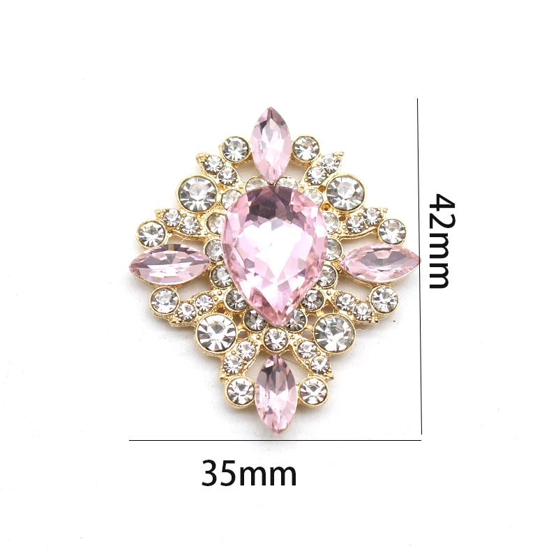 35*42mm Square Alloy Rhinestone Decoration Diy Hairpin Bow Tie Flat Bottom Decoration Accessories