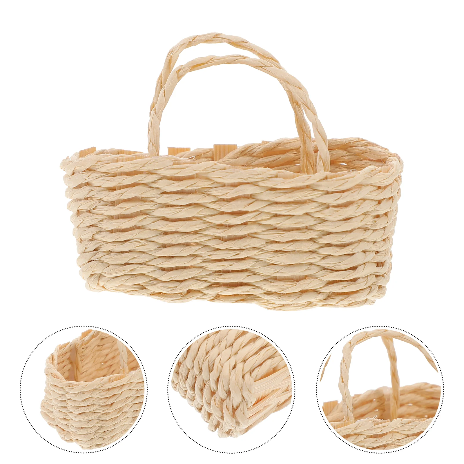 

Mini Rattan Basket Toy House Ornament Layout Adornments Small Accessory Ornaments Simulation Woven Child Crafts Miniature