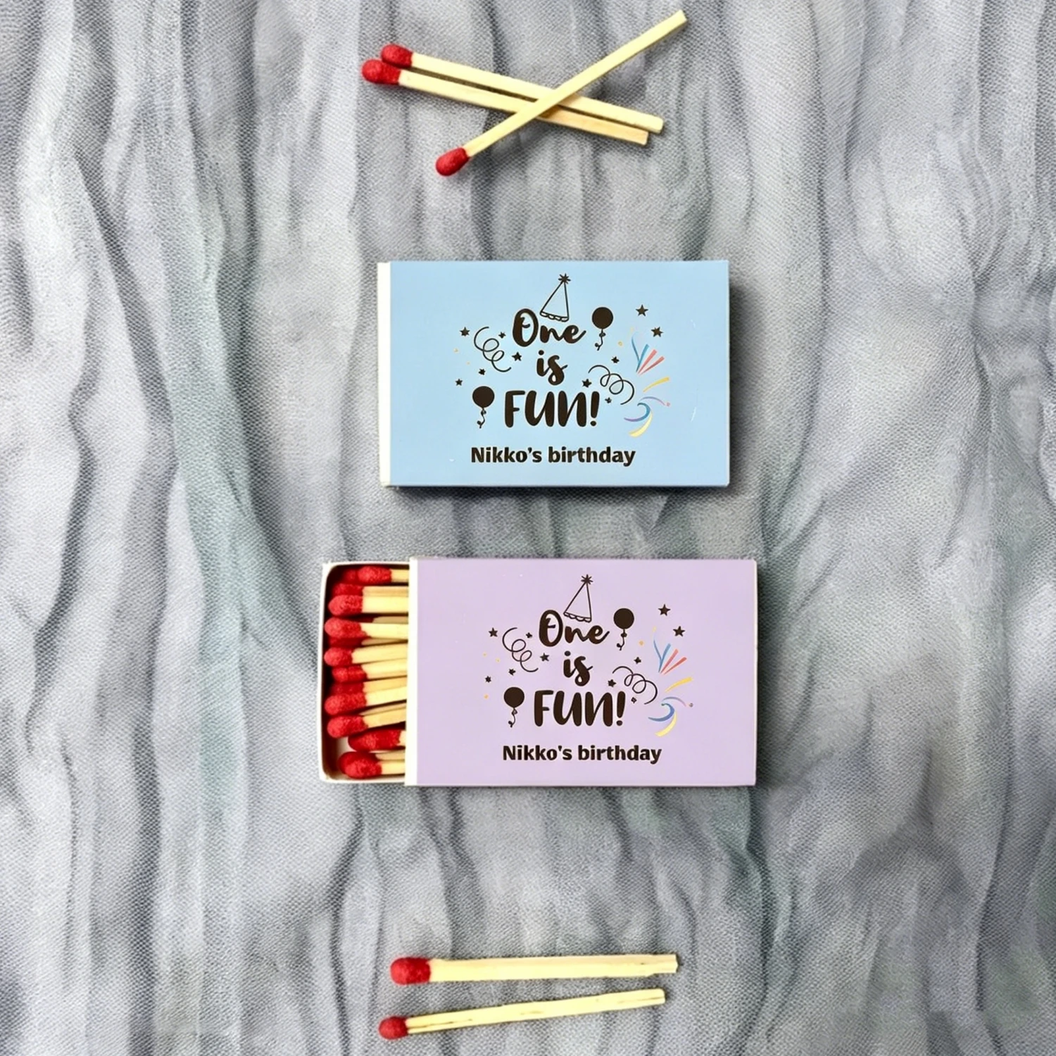 

Custom Wedding Happy Matchboxes, Personalized Joyful Design, Cheerful Favours for Wedding Party