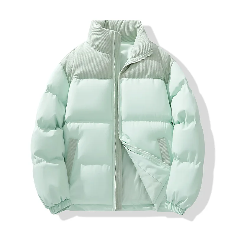 Корейская версия, модные мужские утепленные повседневные модные бархатные парки с воротником-стойкой и длинными рукавами, мужская одежда, стеганые пальто