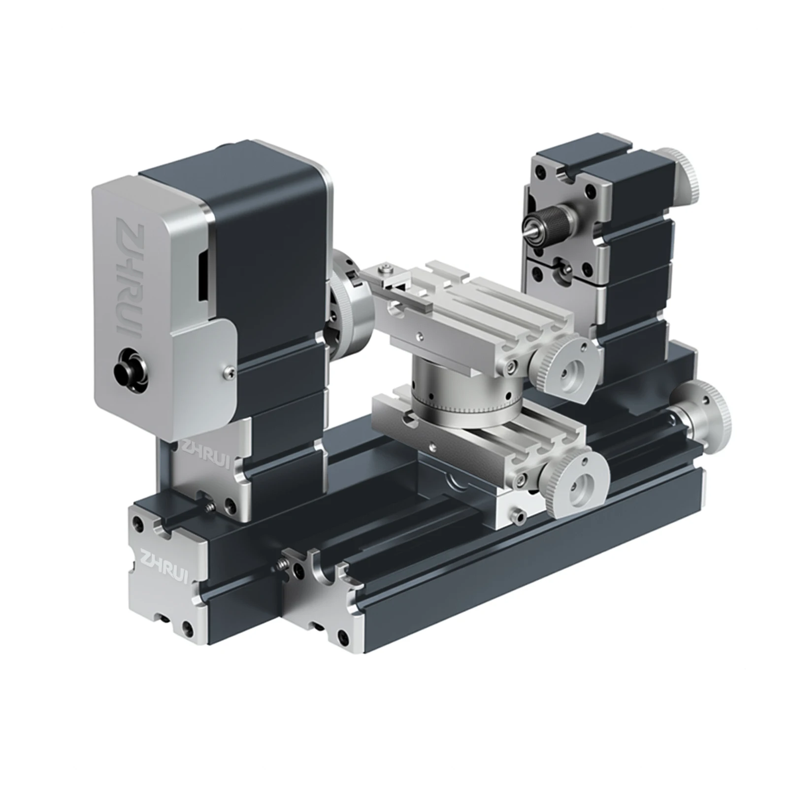 ZHRUI 60W Powerful Mini Metal DIY Rotating Lathe Machine Tools with Base 12000 rpm for Wood Soft Metals Plexiglass Plastic