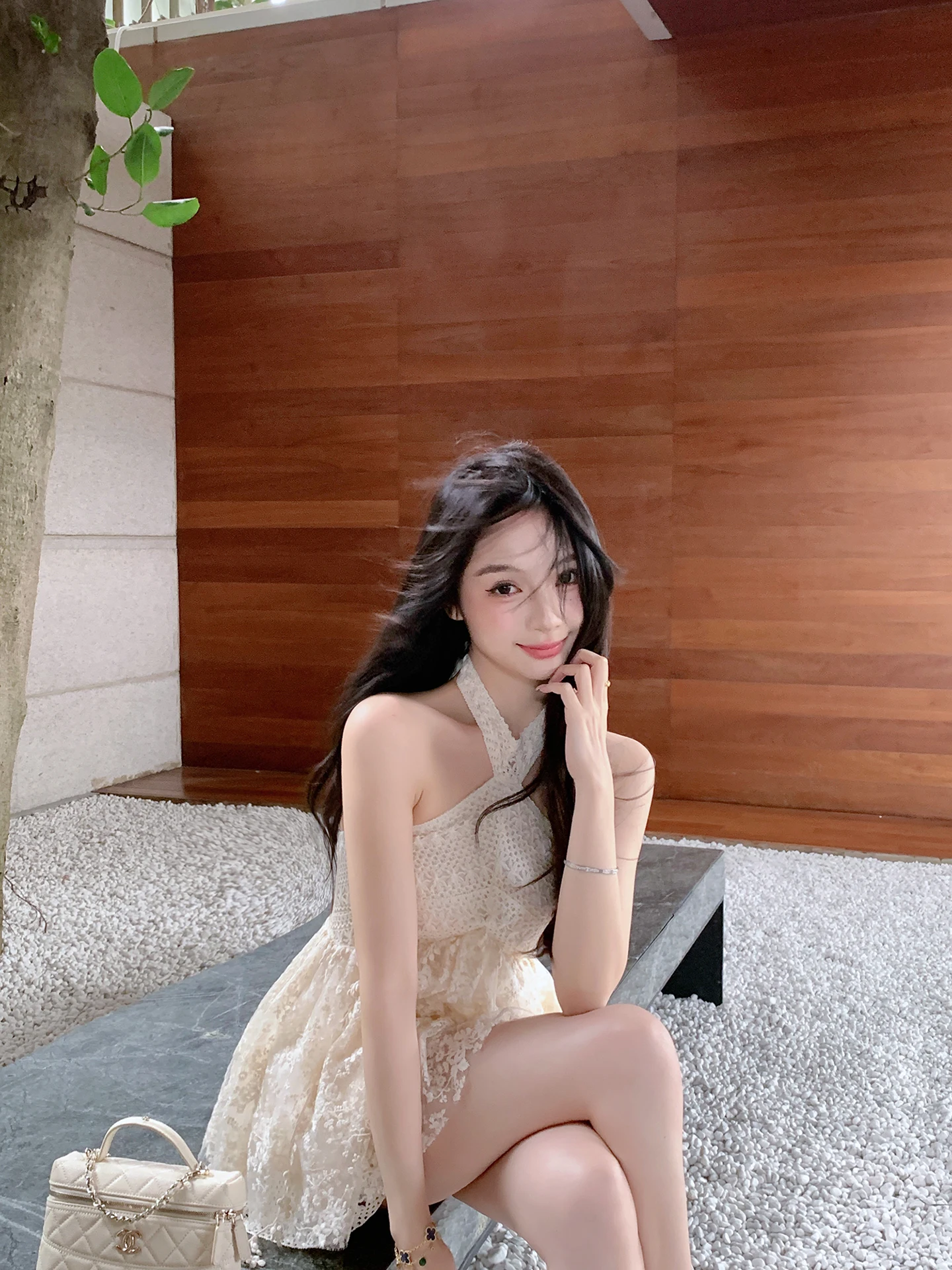 

ZhouYeye Lace Splice Halter Neck Vest Skirt Two Piece Set Women Summer New Shoulder Exposure Pure Desire Style Casual Wear