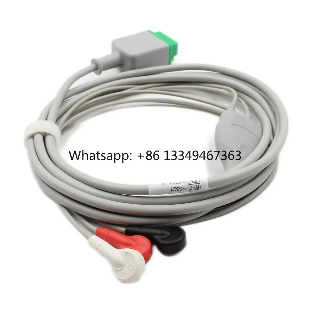 Accesorios médicos Cable 3 cables Snap Compatible con GE Marquette AHA Cable de una sola pieza Tambo envío rápido