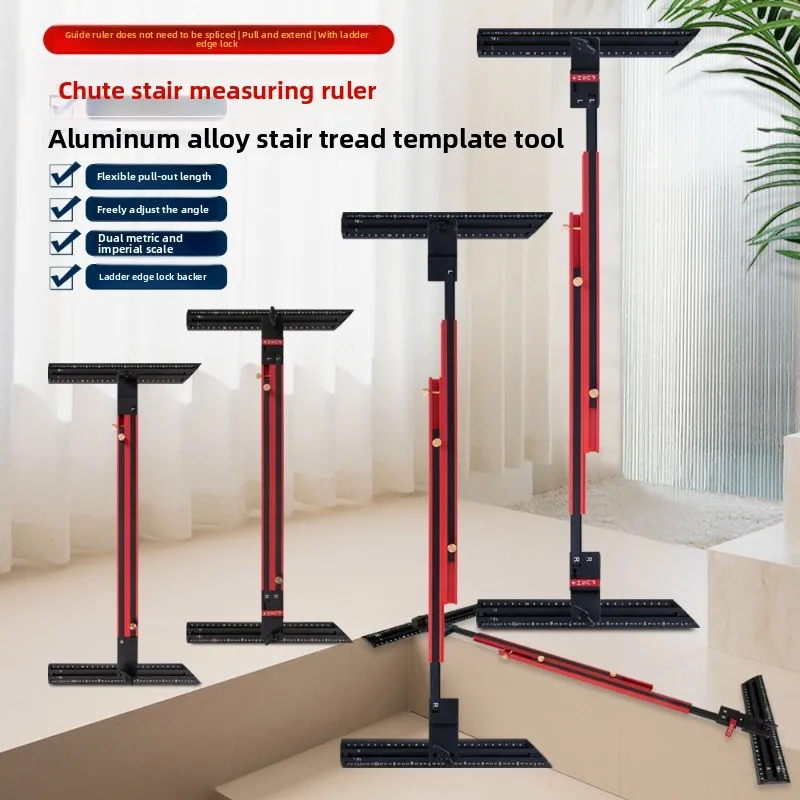 Aluminum Alloy Stair Ruler,High Precision Stair Measuring Ruler,Stair Decoration Template Clamp Tool For Home Improvement view 2