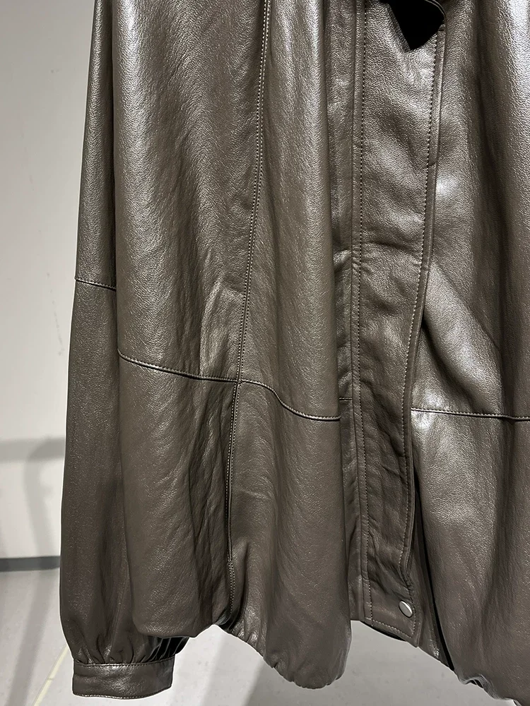Women PU Leather Bomber Jacket Coat for Spring Autumn Female Side Zipper Female Oversize Coat Outerwear