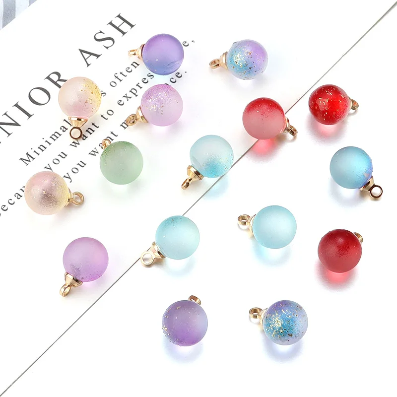 30pcs Lampwork Glass Bead Charms 8mm Colorful Gradient Glazed Round Beads Pendant for DIY Necklace Earring Jewelry Accessories