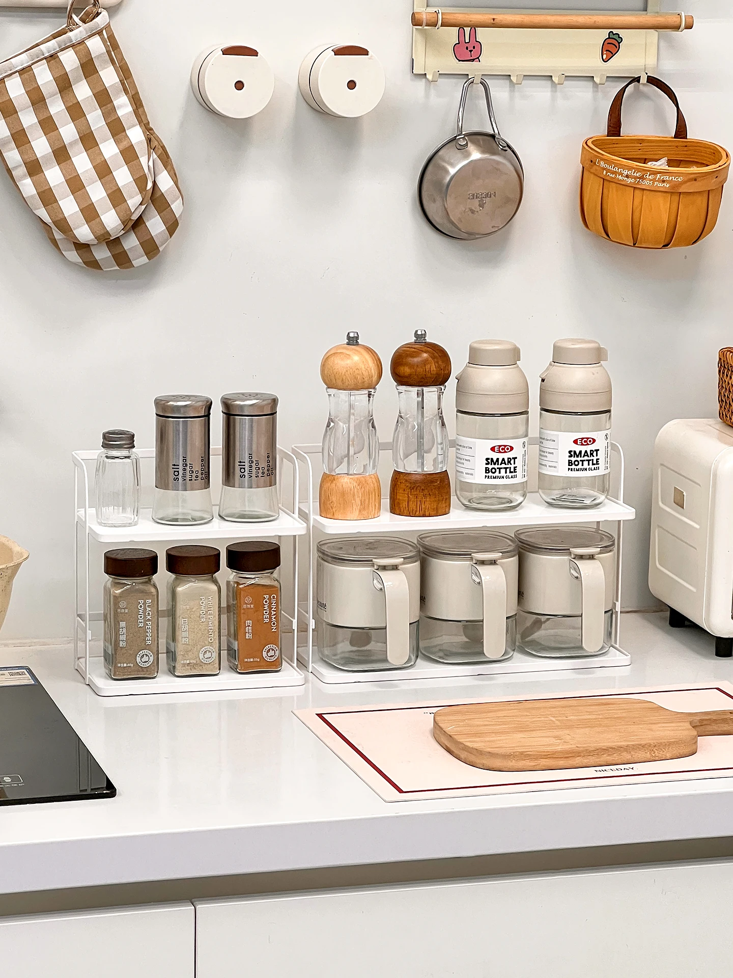 

Narrow Kitchen Spice Storage Ra Home Use Countertop Multi-Function Condiment Bottle Jar Oil Salt Vinegar Organizer