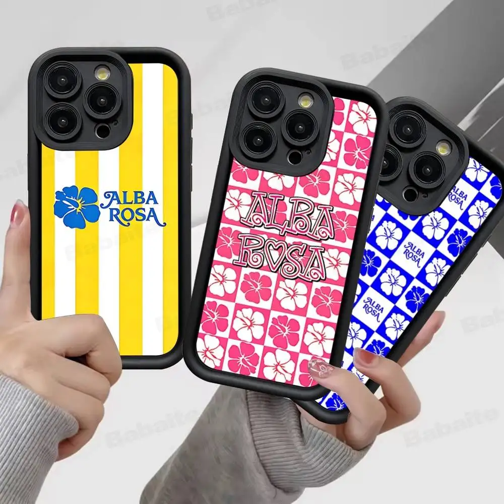 Funda para Teléfono A-ALBA R-ROSA para iPhone 17 16 E 15 14 13 12 11 Pro Max Plus