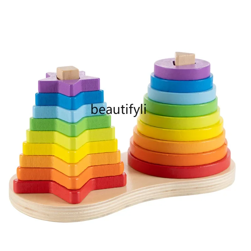 

Rainbow pile tower stack music trap loop building block baby educational toys baby, early education