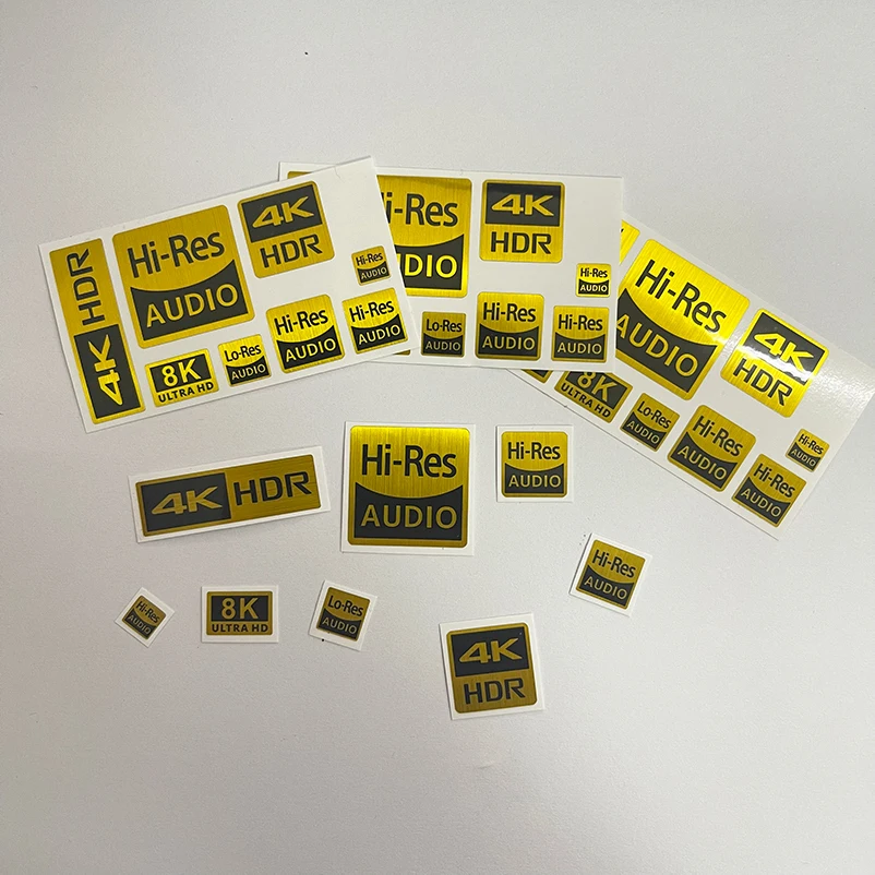 4K HDR Klein Goud Label HD 8K Camera Camera Digitale Speler Display Decoratief Geloof DIY Hoofdtelefoon Sticker Spot