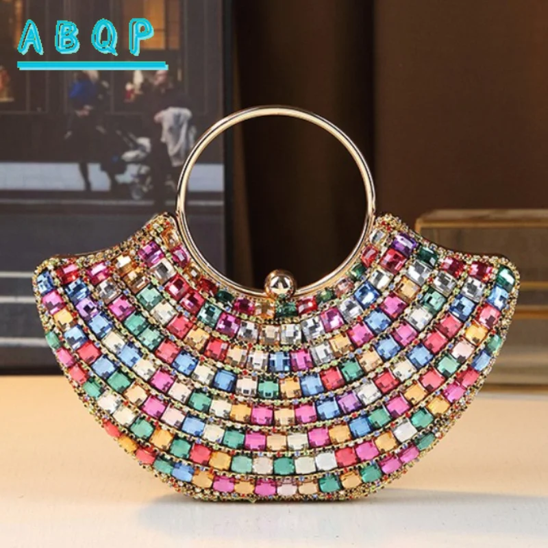 New Evening Women's Bag Luxury Brand Diamond-encrusted Sparkling Dinner Party Handbag Diamond-encrusted Women's Shoulder Bag