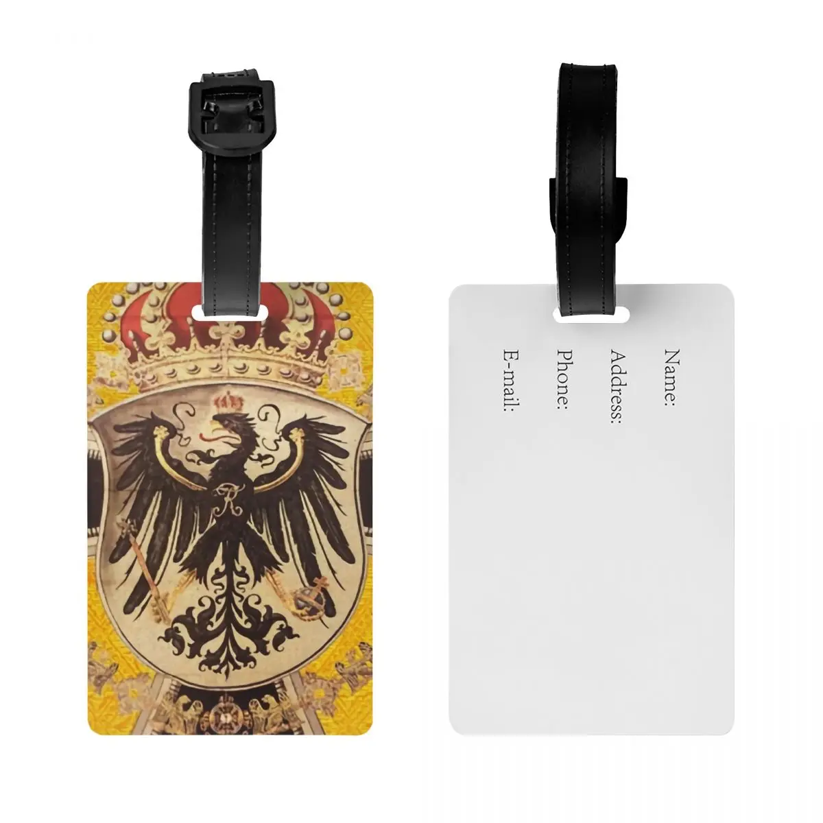 Custom Vintage German Eagle Luggage Tag With Name Card Kingdom of Prussia Privacy Cover ID Label for Travel Bag Suitcase