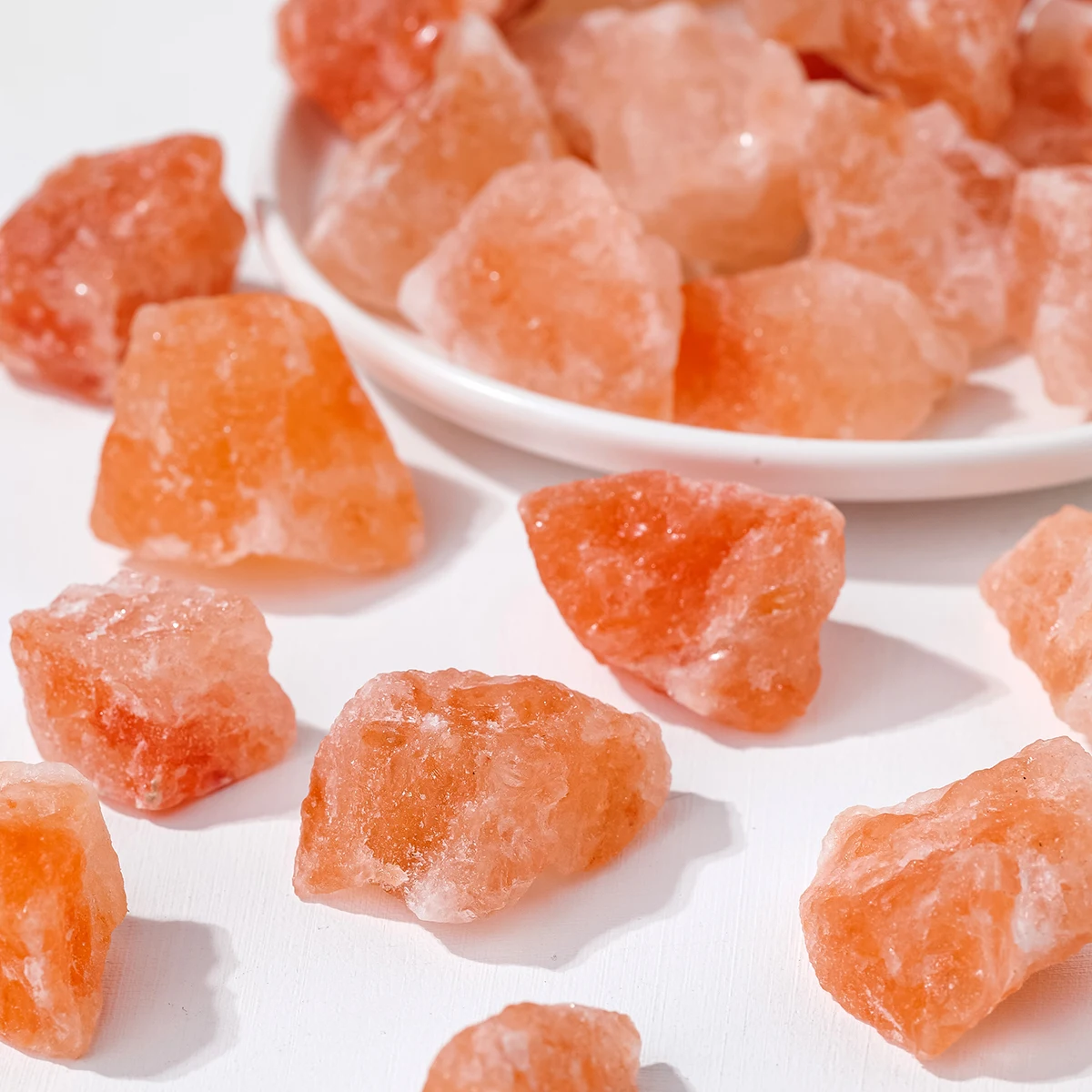 50g/bag Natural Crystal Himalayan Orange Salt Raw Stone Diffuser Minerals Specimen Raw Mineral Decorative Irregular Stone