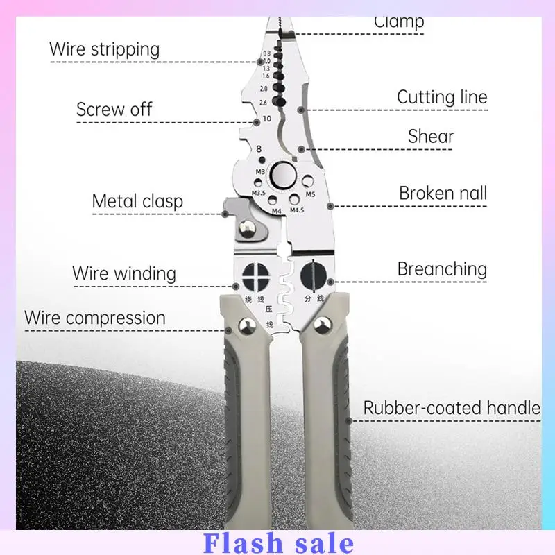 

A06R Multifunctional Wire Stripper Crimper Cable Cutter Pliers, Professional Electrical Wire Stripping Tool 2Pcs