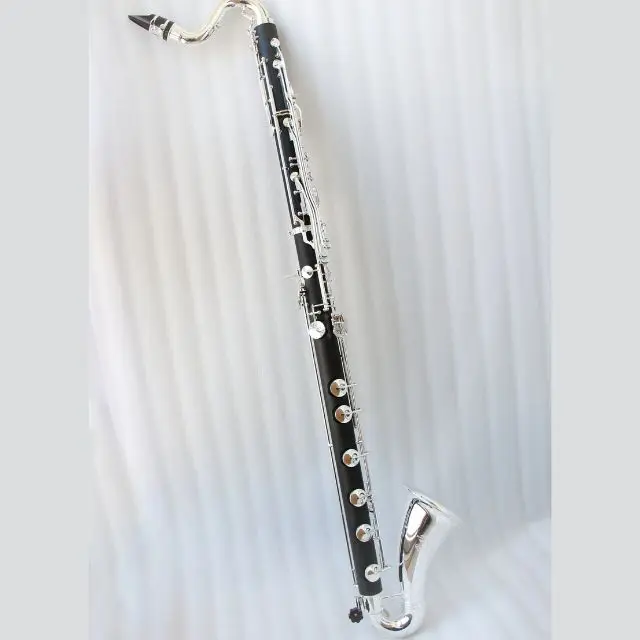 Professional Bb Key Bakelite Black Silver Plated Low C Bass Clarinet for Student Band Orchestra Performance