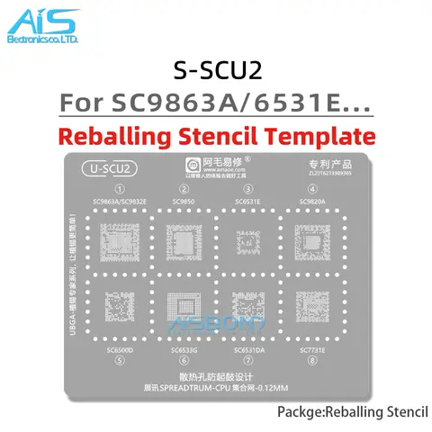 U-SCU2 CPU BGA Reballing 스텐실 템플릿 SC9863A SC9832E SC9850 SC6531E SC9820A SC6500D SC6533G SC6531DA SC7731E U-SCU2 CPU BGA Reballing 스텐실 템플릿 SC9863A SC9832E SC9850 SC6531E SC9820A SC6500D SC6533G SC6531DA SC7731E