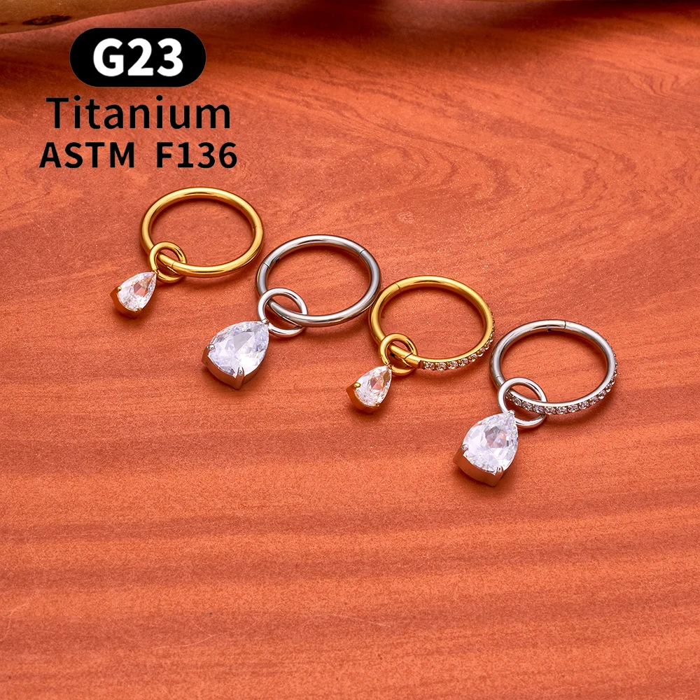 ASTM F136 Titan Birnenherz Kite CZ Drape Rook Ohrring 16G Clicker Hoop Knorpel Tragus Conch Lobe Helix Piercing Schmuck – Detail 11