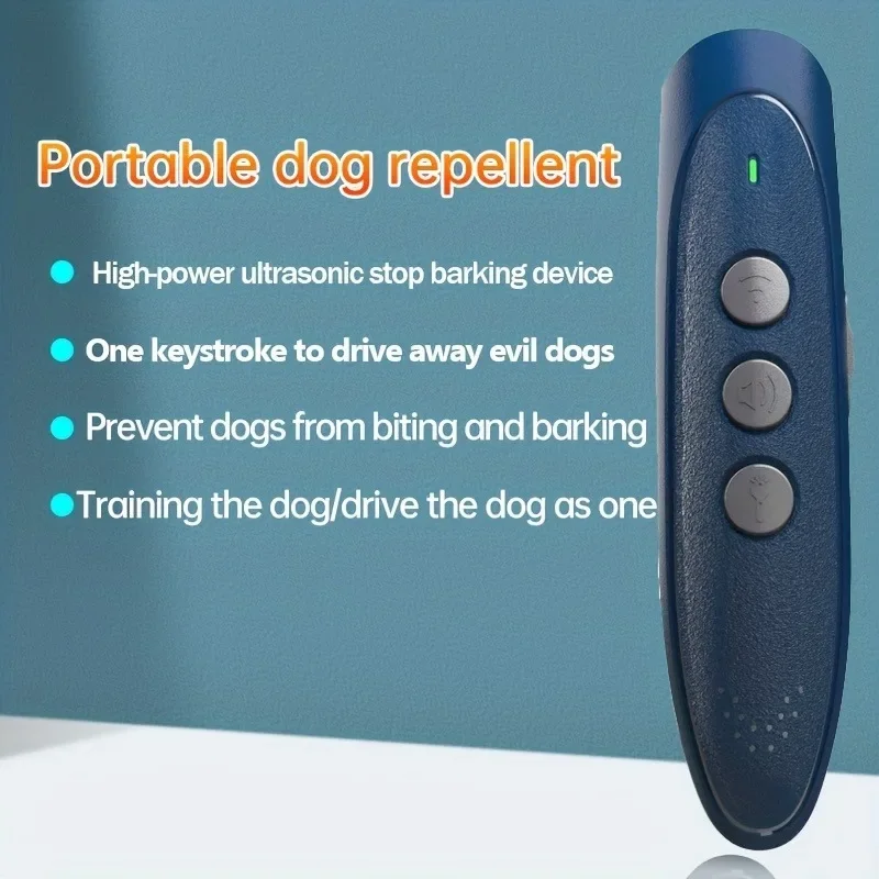 Ultrasonic Anti-Barking Tool, LED Anti-Barking Trainer, Rechargeable, Handheld, Pet, Cat