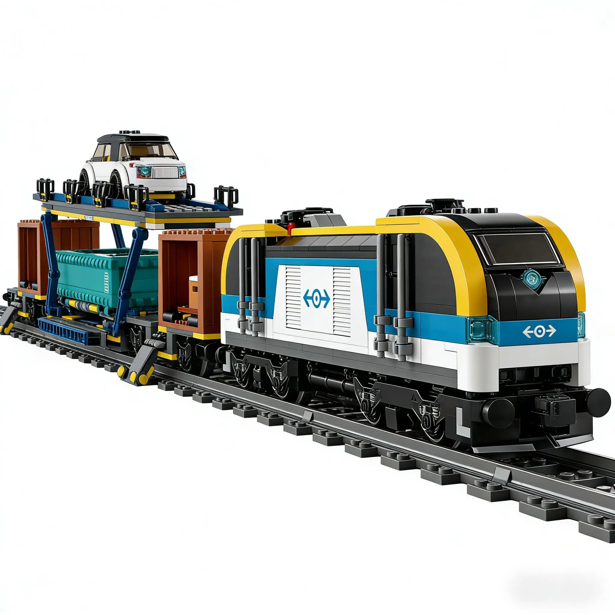 

China building blocks city freight train electric remote control version of the train assembly toy large 63153
