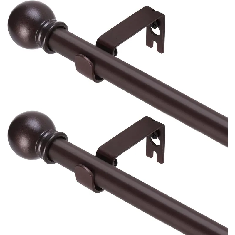 

2 Pack Brown Curtain Rods for windows 66 to 120 inch, 5/8 inch Splicing Heavy Duty Metal Curtain Rod Set with Brackets