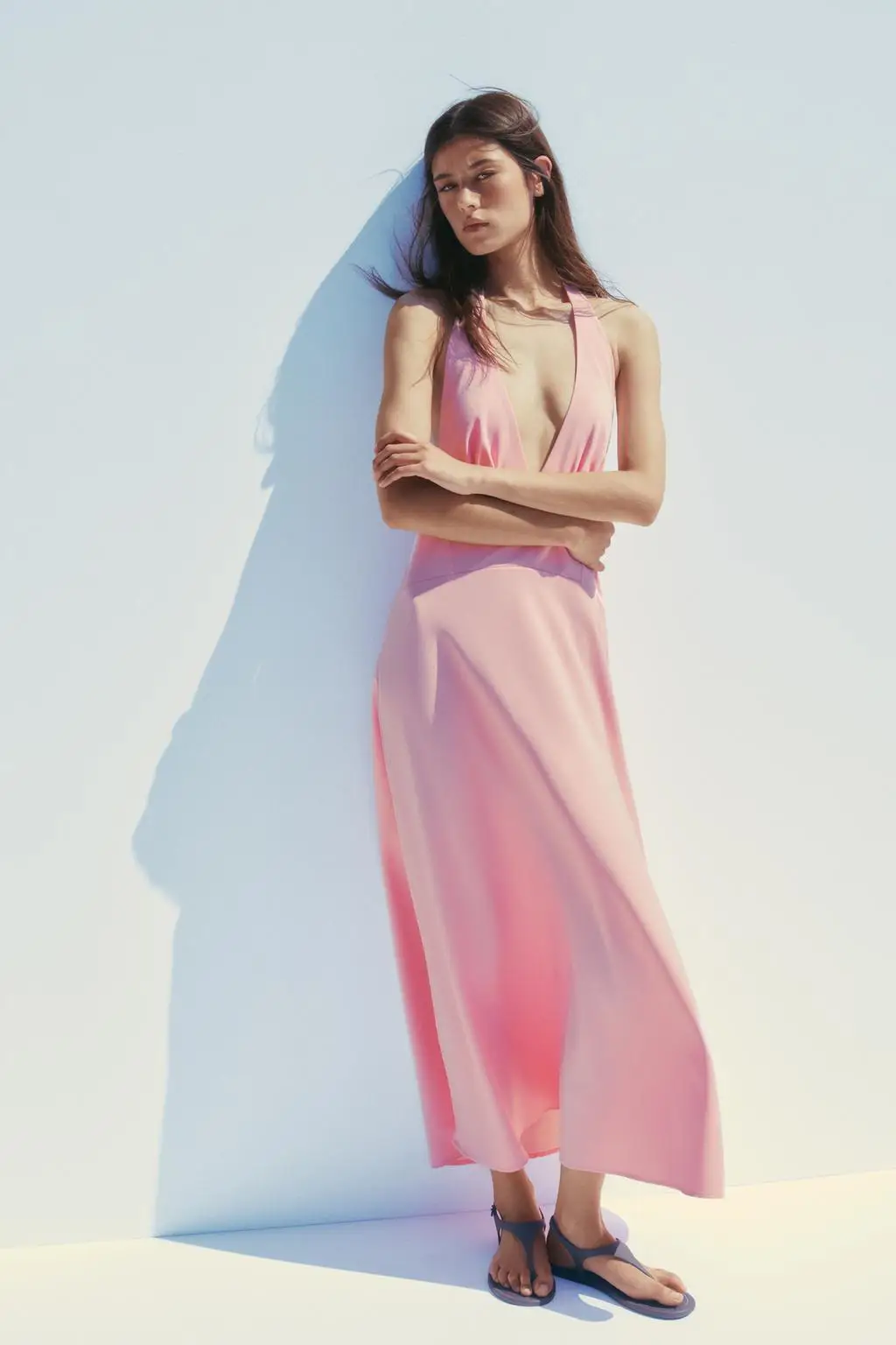 

Faionable Midi Dr Romantic Ne Hanging Design New Summer Women's Clothing Versatile Ele High Waist Polyester Dr