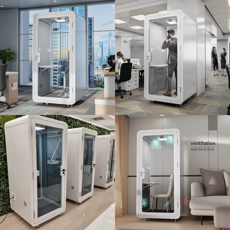 2026 Soundproof Cabin Movable Office Pod Sound Booth Phone Booth Office Silent Booth for Office Building