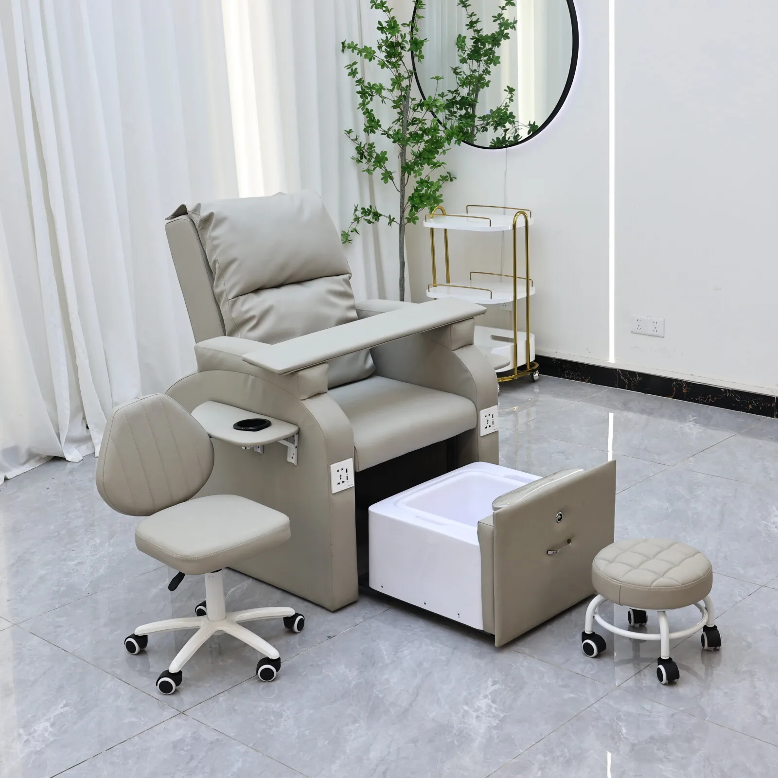 Portable foot massage sofa, equipped with high-density rebound sponge cushion, back massage function, no need to install water p