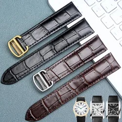 Strap Crocodile Pattern Fits Cartier Tank Solo London Santos genuine Leather Breathable High Quality Bracelet 16/18/19/20/22MM