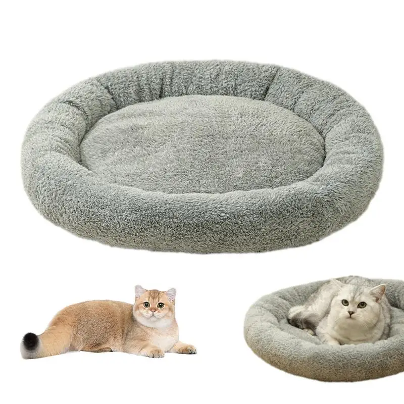 Cat Beds for Indoor Cats Fluffy Dog Cat Cushion Bed Donut Washable Small Pet Bed Calming Self-Warming Round Donut Cuddler