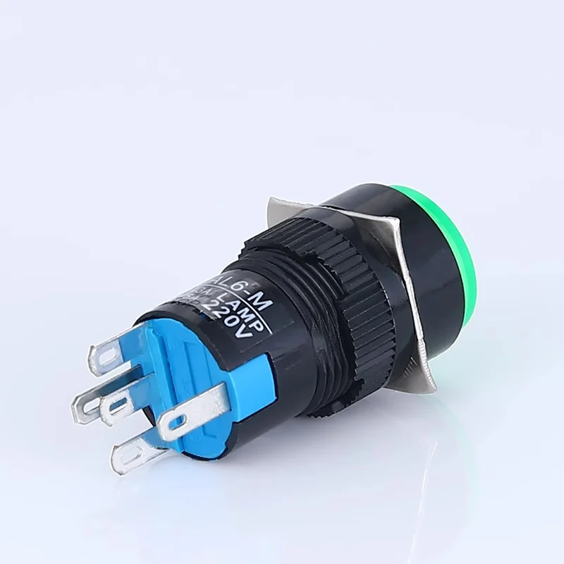 5PCS 16mm With Light 24V 5Pin Push Button Switch AB6 Small Round Self-Locking Self-Reset Start Up Switch 3A/250V Power Switch
