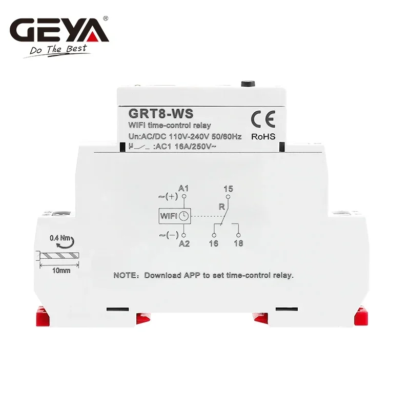 GEYA GRT8-WS WiFi Smart Home Remote Control Switch 16A AC/DC110-240V Time Control Relay TUYA WiFi Time Switch