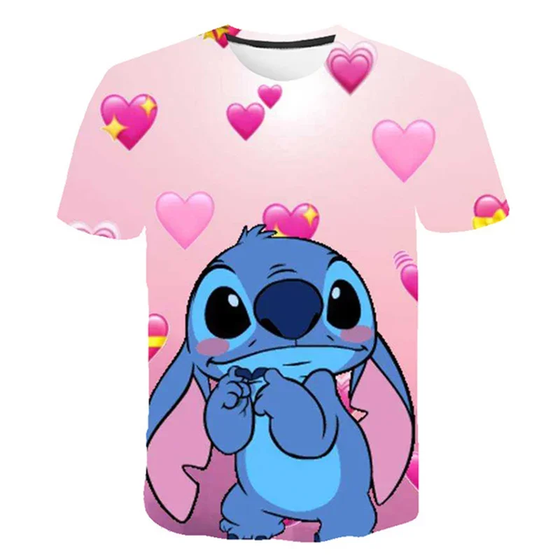 3D T-shirt for children cute cartoon short sleeved for boys and girls casual Stitch summer Big eared dog T Shirt