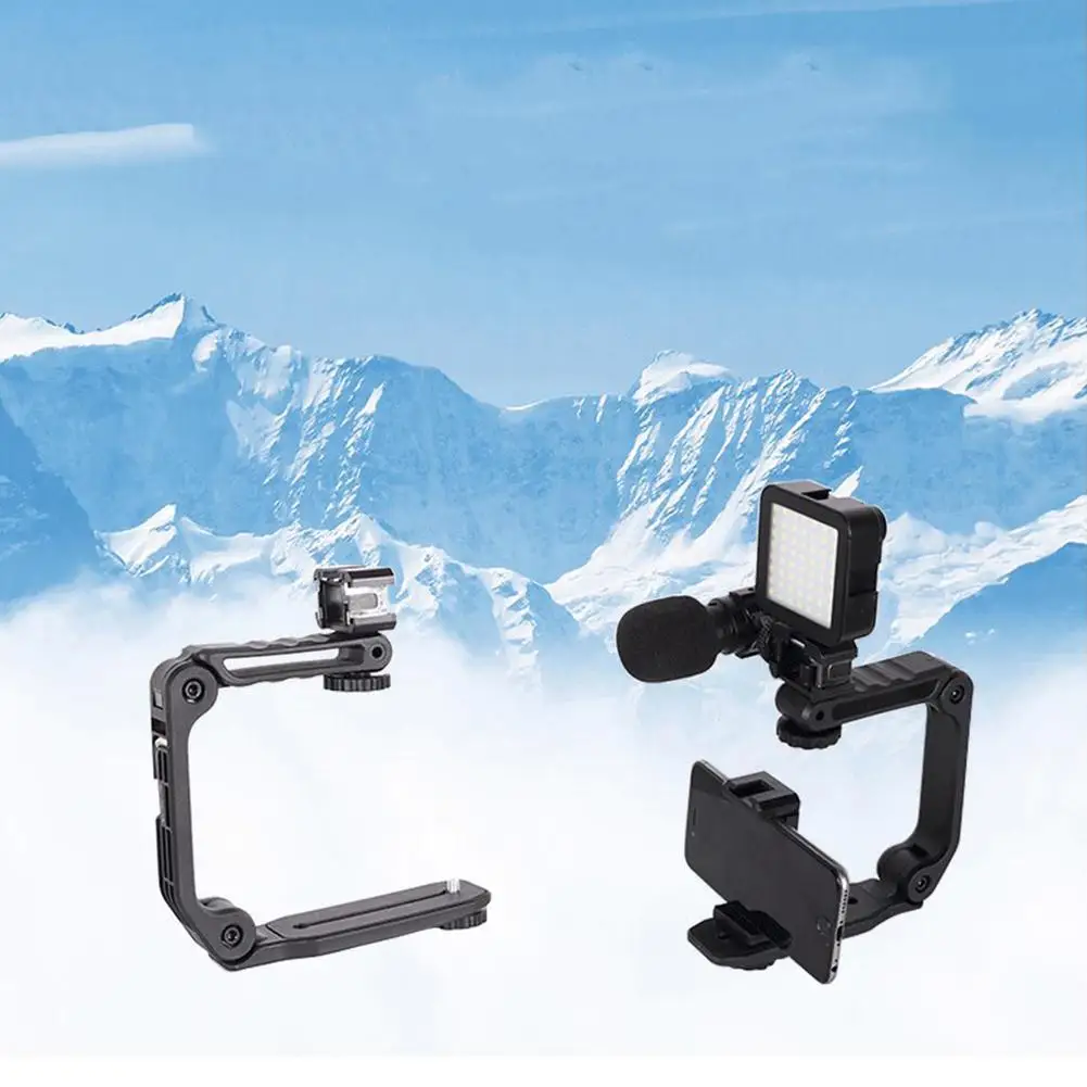 Para a câmera do telefone portable tipo-c suporte de alça de estabilização handheld aperto titular conveniente em forma de u flash luz dobrável suporte
