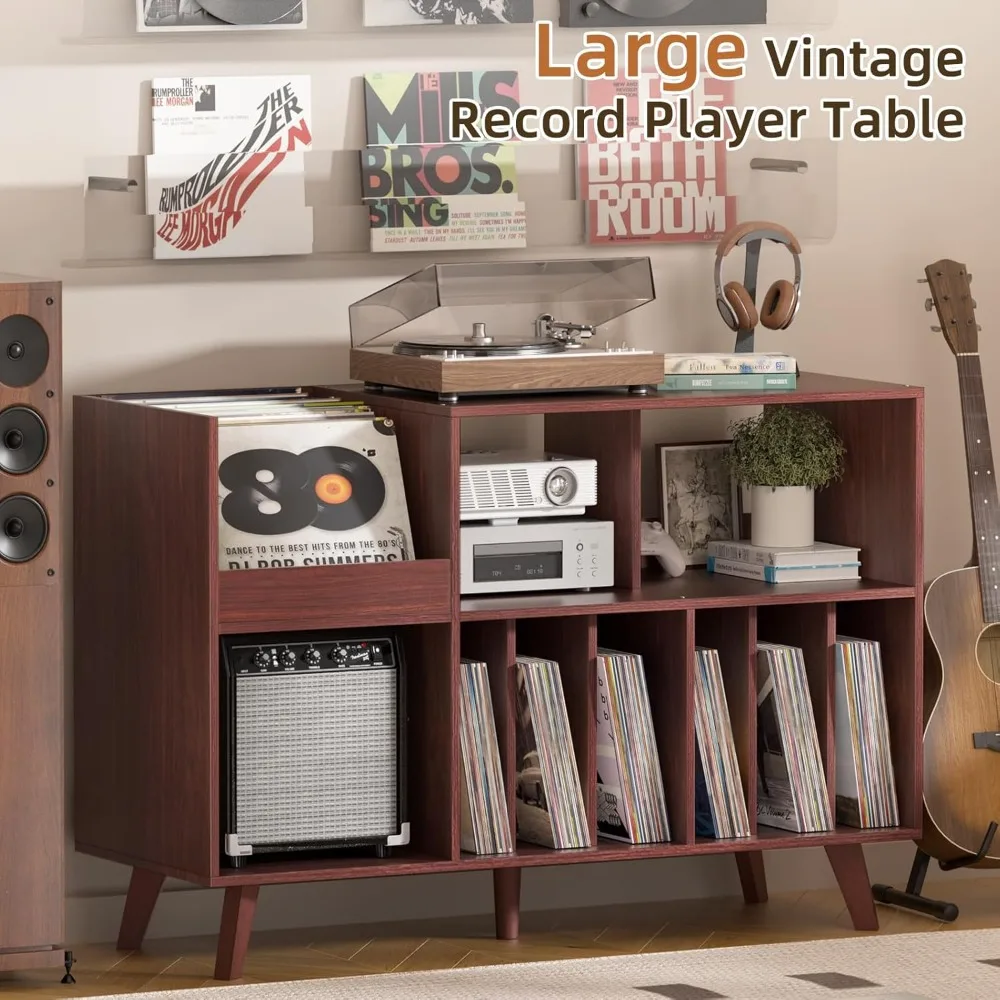 حامل تخزين كبير لسجلات الفينيل مقاس 48 بوصة مع منطقة عرض وحامل القرص الدوار لحلول تخزين مشغل التسجيلات #5