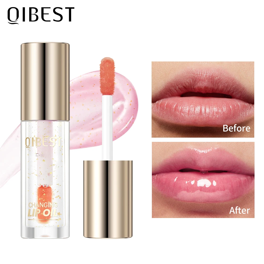 

QIBEST Color Changing Lip Oil Plumper Moisturizing Transparent Jelly Lip Balm Long-term Lipgloss Nourishes Lip Glaze Cosmetics