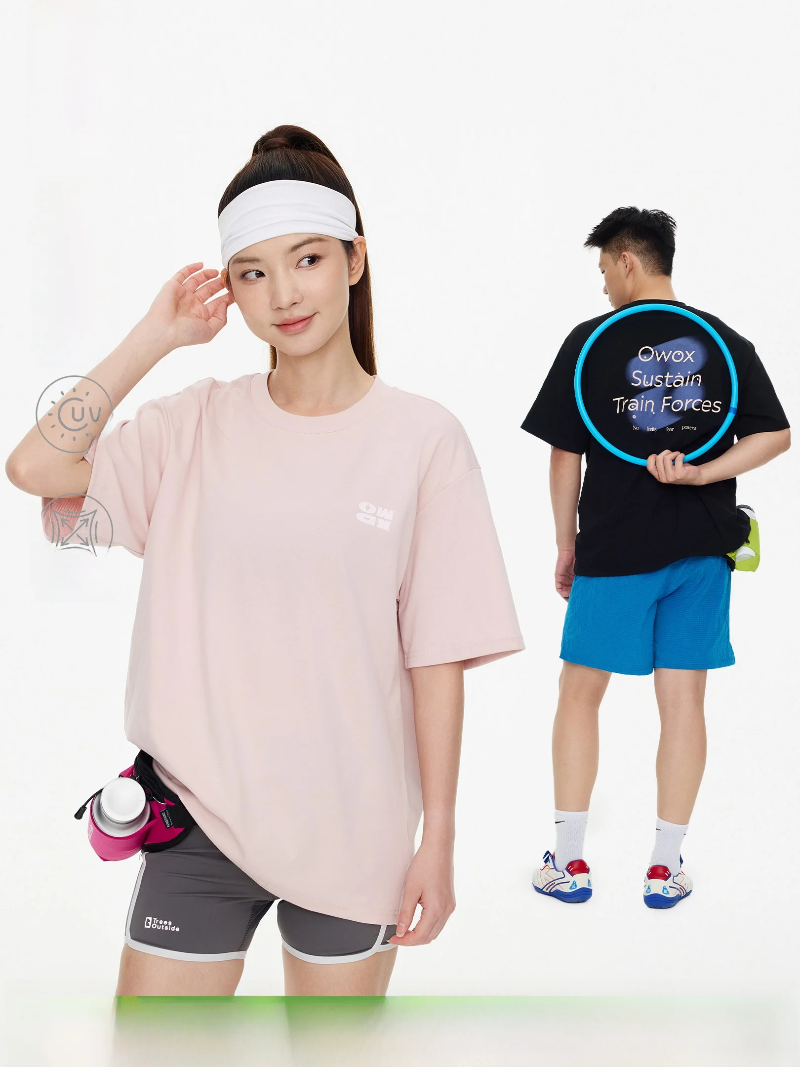 Owowx Versatile Cool Feeling Sport Letter Print Short Sleeve T-Shirt Loose Casual Couple round Neck Top Cotton Polyester Blend