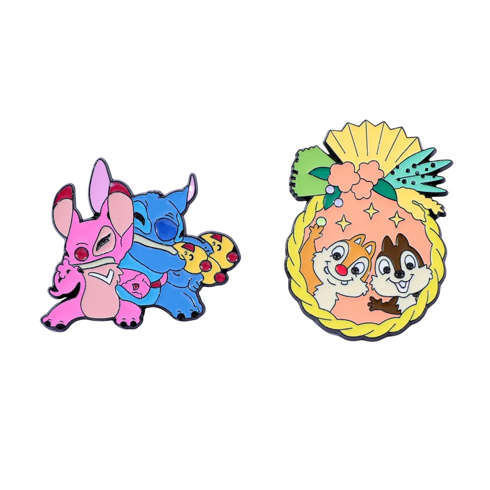 

Брошь в виде фигурки ангела Лило и Стич из мультфильма, металлический эмалированный значок для одежды и аксессуаров для рюкзака