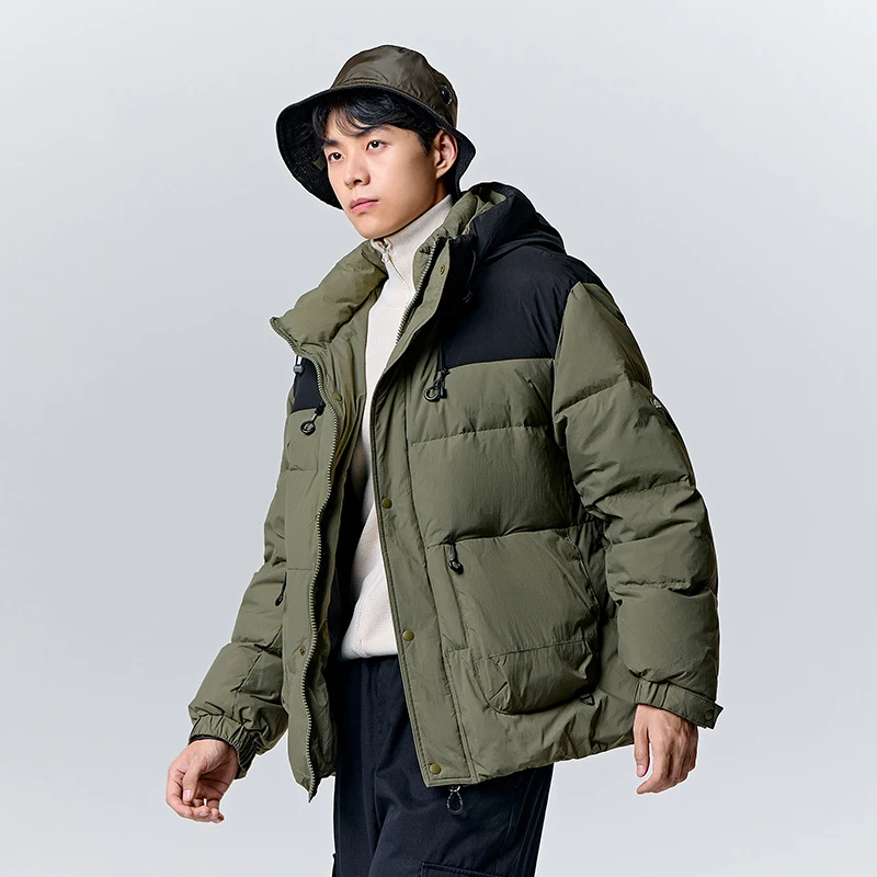 Jaqueta masculina com capuz semir, combinando cores, solta, de deslocamento diário, moda casual, nova marca, inverno, 2023