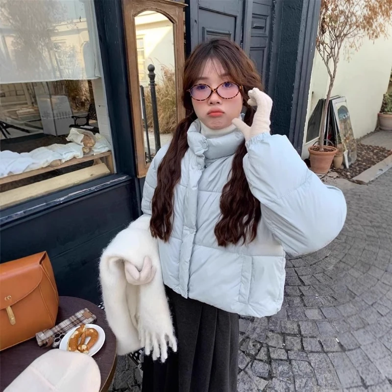

Round Neck Short Bread Cotton Jacket Women's 2025 Bread Cotton Jacket Thick Stand-up Collar Cotton Jacket in Winter Is Cute